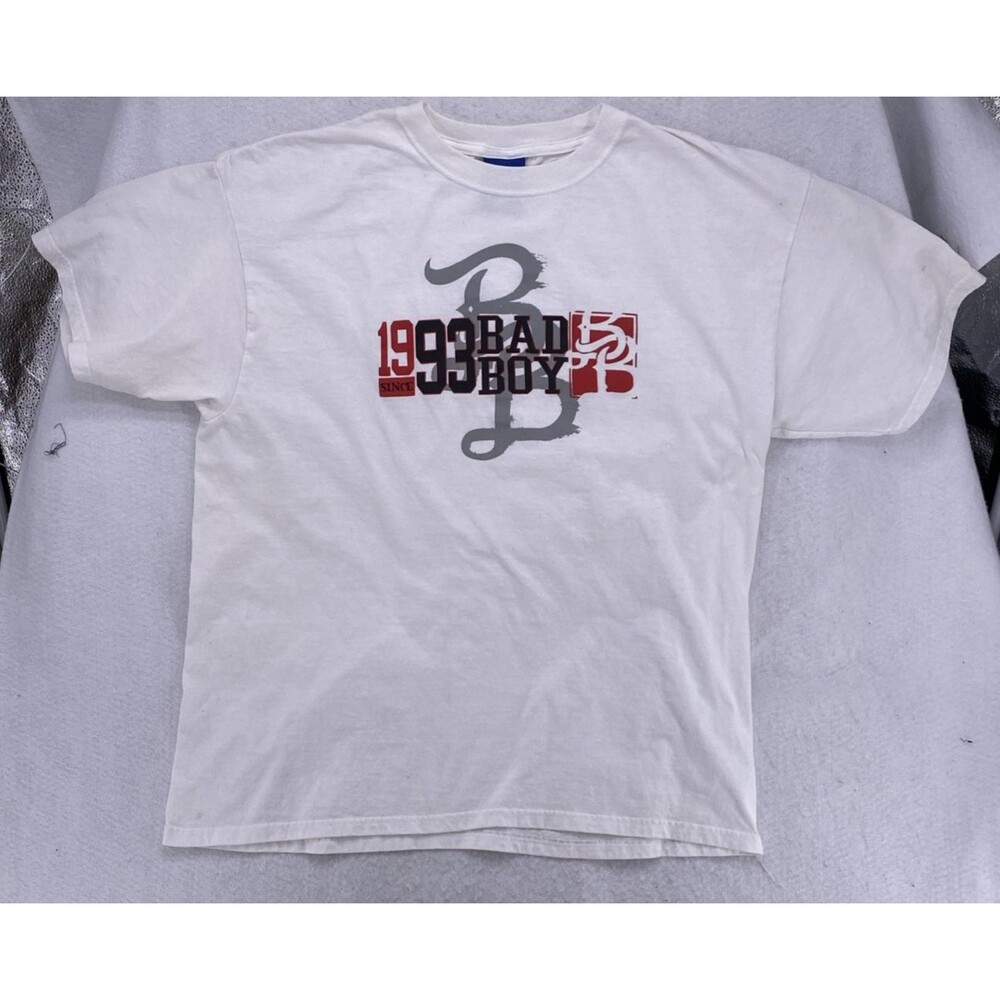 Vintage Y2K Bad Boy Athletics Graphic T Shirt Men XL White Since 1993 Streetwear